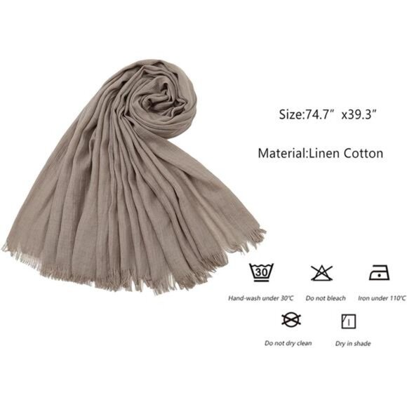 Linen Scarf for Women Lightweight Brown - Picture 6 of 7